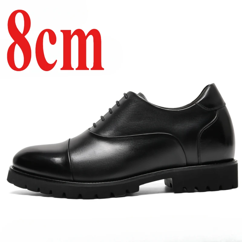 Height-increasing Oxford Derby Shoes Men Increased 8cm Genuine Leather Men's Dress Shoes Heightening Shoe Elevated Wedding Shoes