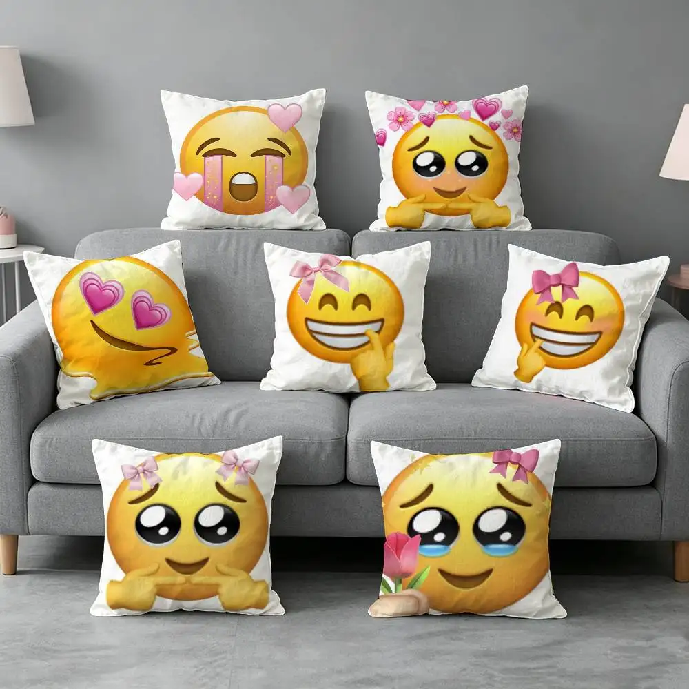 spring-g emojis-s Pillow cover Soft Microfiber Pillowcase Home Sofa Decor Surprise Decorative printed.