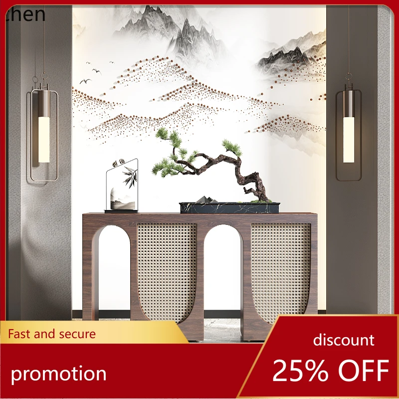 

HXL light luxury stainless steel rock slab art Xuanguantai hotel foyer strip case end view table against the wall