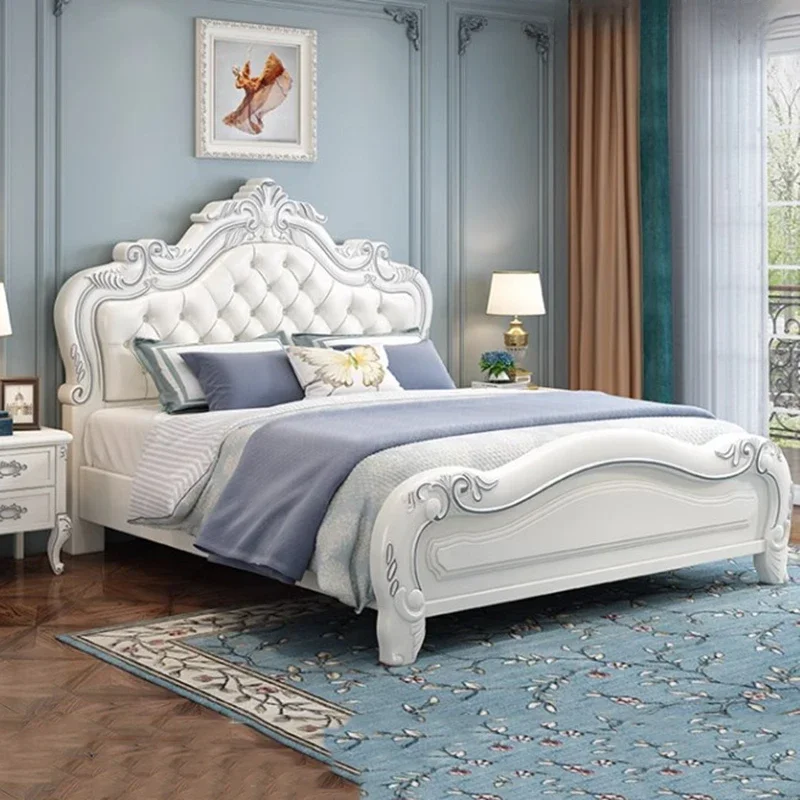 

Wood Pretty Royal Bed King High End Queen Headboard Frame Double Bed Boys Girl Sleeping Letti Matrimoniali Bedroom Furniture