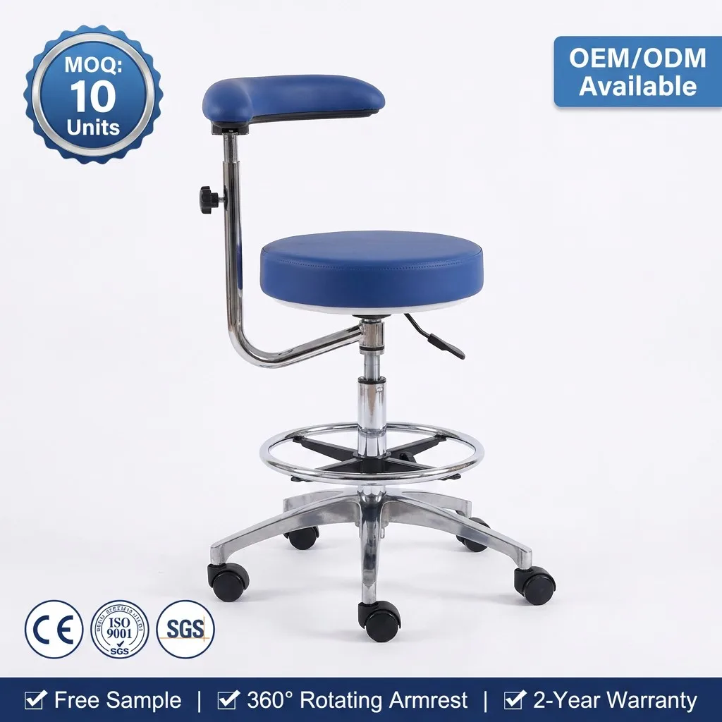 Ergonomic Nurse Chair Adjustable Seat Backrest High Density Sponge PU Leather 360 Degree Armrest Modern Design for Hospital Use
