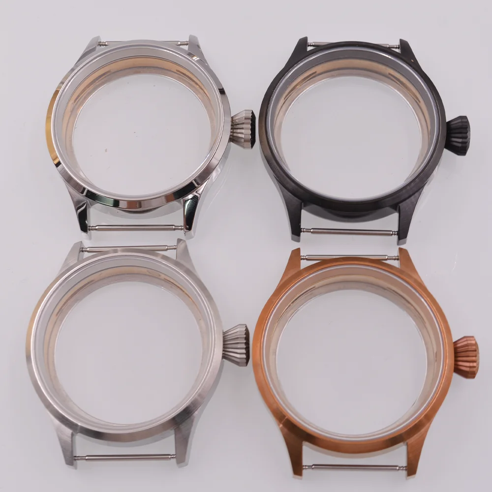 

Sapphire Glass Coffee/Silver/Black Watch Case 44mm Fit ETA6497 6498 ST3600 Movement Accessories