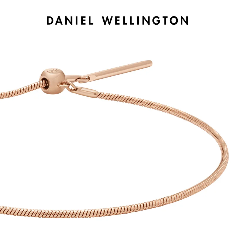Daniel Wellington Official Classic Charm Snake Bracelet for Women Rose Gold Plated Adjustable Stainless Steel Minimalist Luxury
