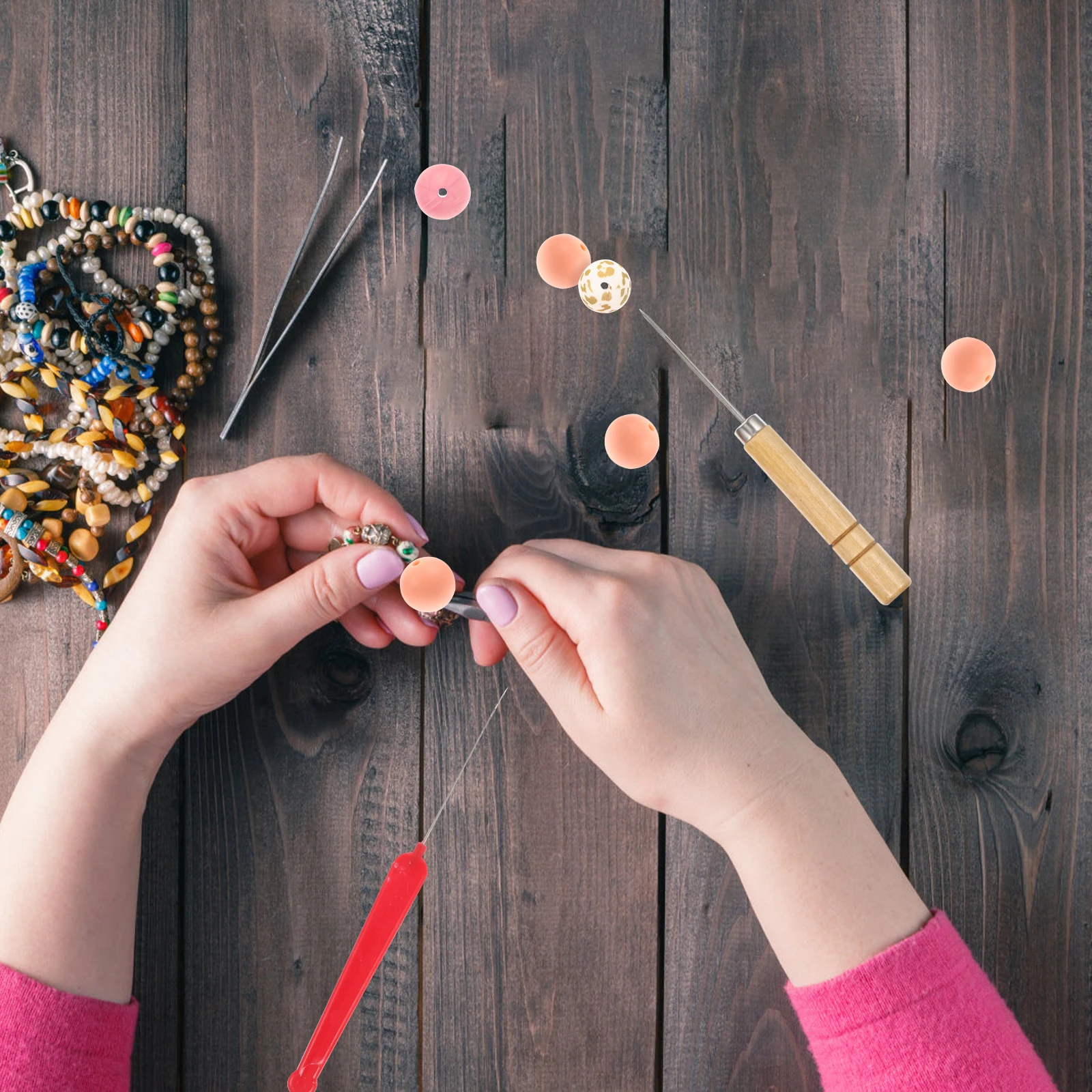 

1Set Beads Awl Professional Wear Resistant Durable Threading Awl for Crochet Beading Threading Supply Reusable Sturdy Ergonomic