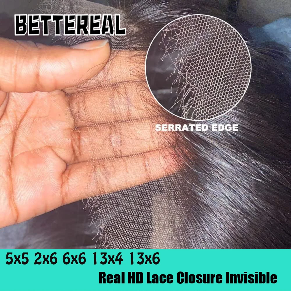 Melt Skins Real HD Lace 6x6 5x5 4x4 2x6 Lace Closure With Serrated Edge Invisible 13x4 13x6 Human Hair HD Lace Frontal Closures