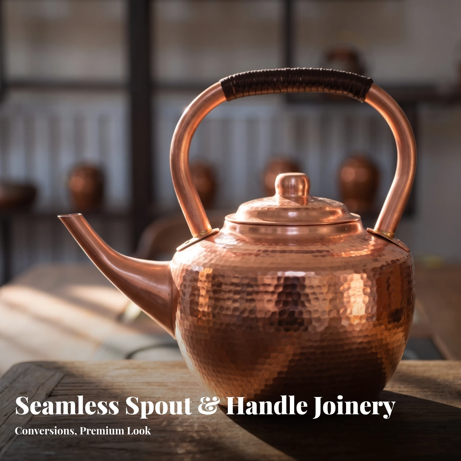 Hammered Copper Kettle Gas Cooktop Compatible Copper Tea Kettle Cookware Traditional Non for Home Cooks, Kitchen