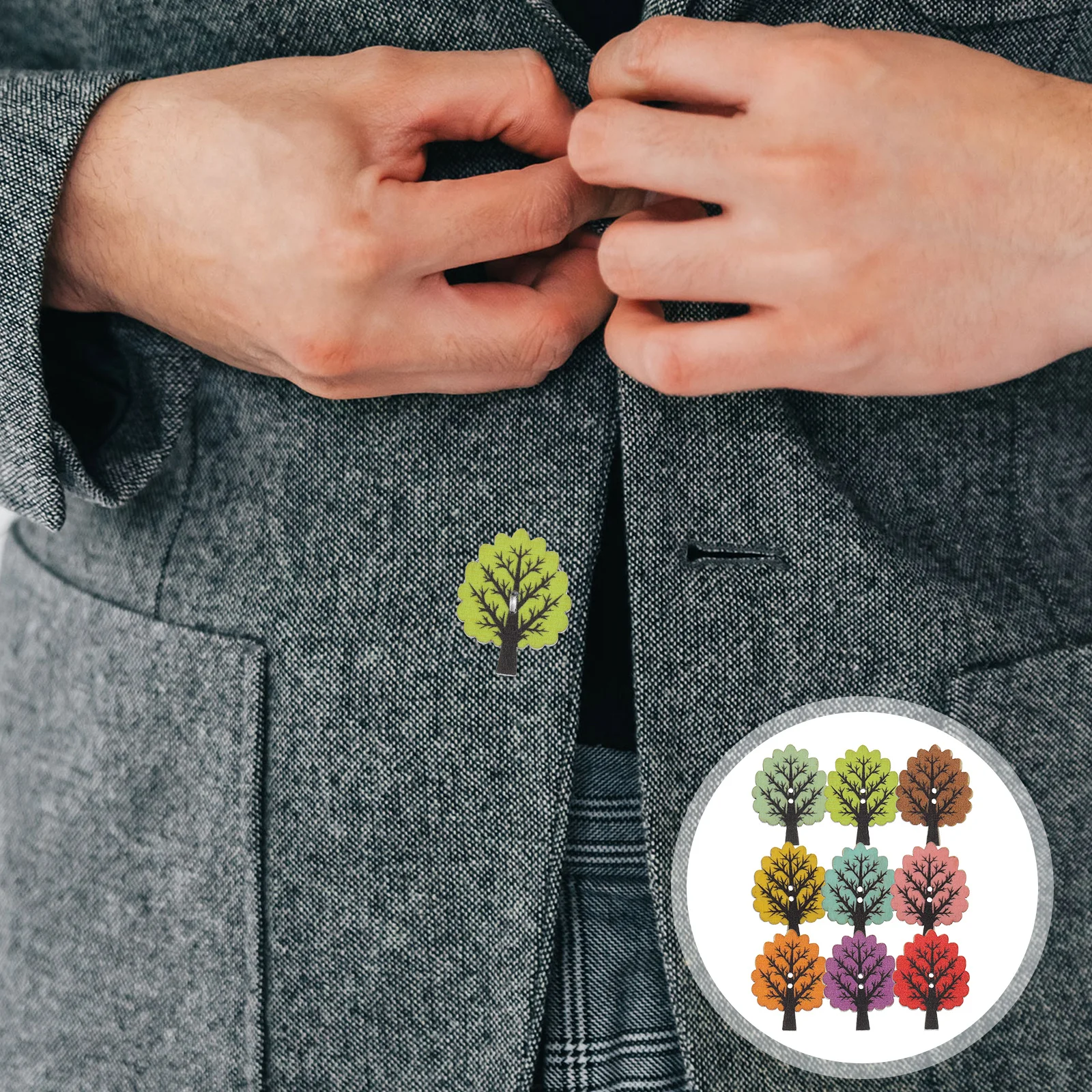 

100pcs Painted Wooden Buttons Decorative Diy Sewing Buttons For Clothing Craft Replacement Retro Style Holes Button Set