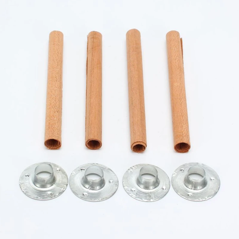 5pcs 50-95mm Cylindrical Wooden Candle Wicks Set Wood Candle Cores With Base For DIY Candle Making Craft Soy Parffin Wax Wick