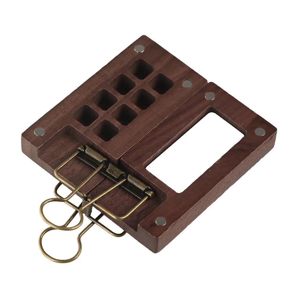 Empty Box Mini Watercolor Paint Palette Black Walnut Wooden Wooden Paint Empty Box 8 Grid Portable