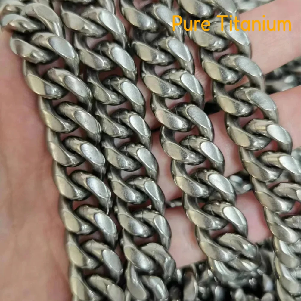 Ultra Thick 99.99% TA1 Pure Titanium Cuban Chain Necklace for Men Lightweight Hip-Hop Punk Handsome No Allegic Ti Chain Necklace