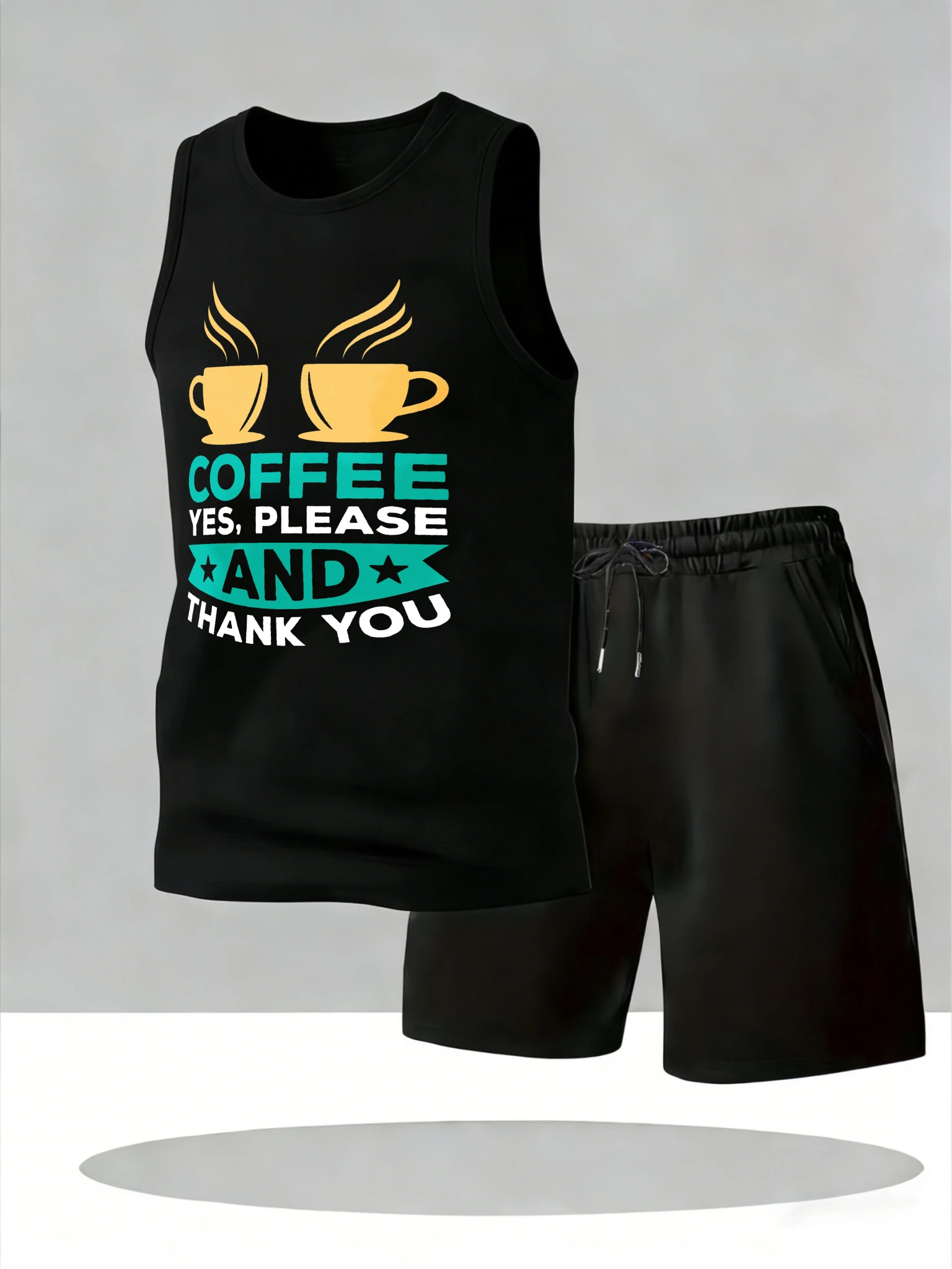 Men's Tank Top Sets 2026 Summer Quick drying oversize Breathable beach sweatshirt set crewneck sports seaside sets for men