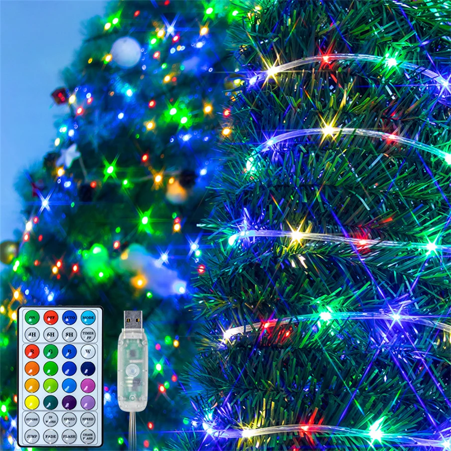 

10M 20M LED Rope Light Outdoor Christmas Tree Strip Fairy String Light Color Changing Tube Light Garland For Garden Patio Decor