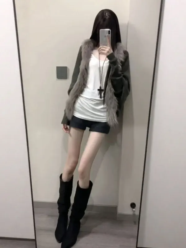 

Свитер оверсайз Laid-ba: модный, уникальный дизайн, винтажный стиль, женский свободный вязаный топ с длинными рукавами и круглым вырезом, теплый.