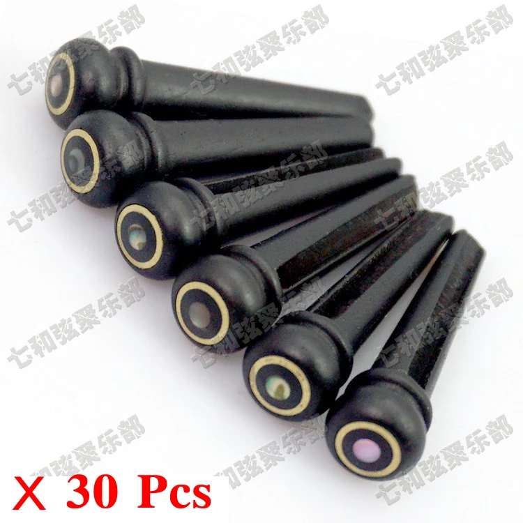 

30pcs Ebony Flok Acoustic guitar Bridge Pins Inlaid Small Copper Ring & Pearl Shell Dot