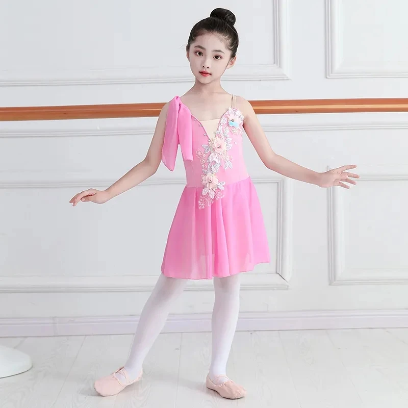 

Children Adult Ballet Dress women Girls Pink Blue Chiffon Classical Leotard Dance costumes For Kids Modern Dance Sling Dress