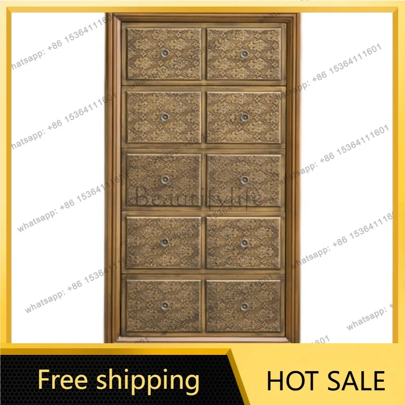 Zj. European furniture three four five chest cabinet copper solid wood drawer bedroom storage cabinet wholesale