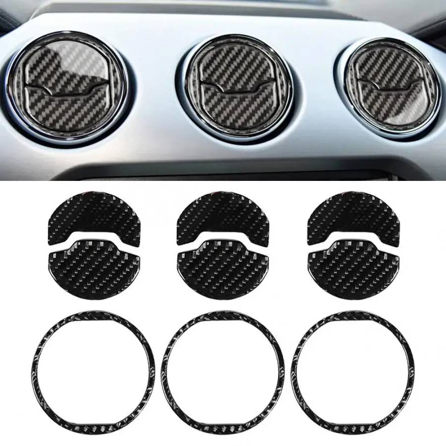 

Hot Sell Brand New 9pcs Carbon Fiber Car Air Outlet Vent Trim Cover Fit For Ford Mustang 2015 2016 2017 Car Styling