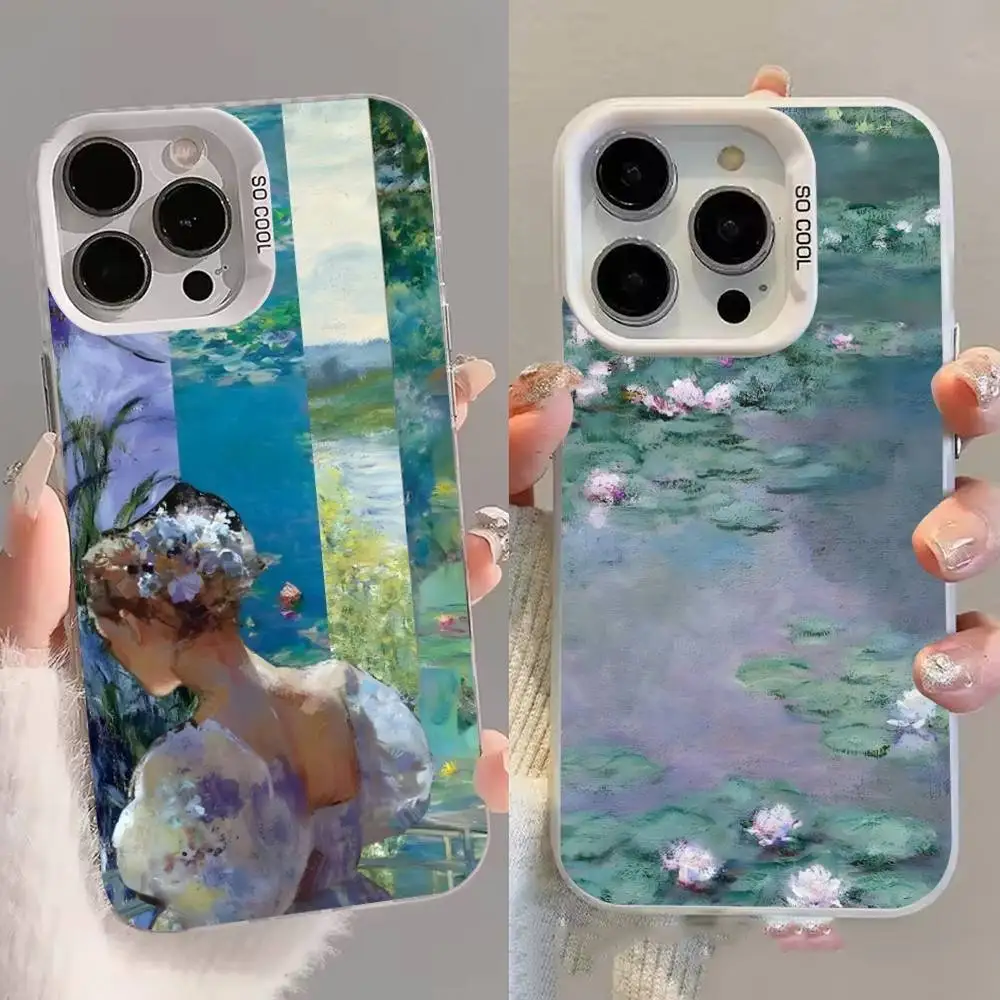 

Paintings Monet Claudes Phone Case For iPhone 16,15,14,13,12,11,8,7,Pro,Max,Plus,Mini,XS,SE White Candy Matte Shockproof Cover