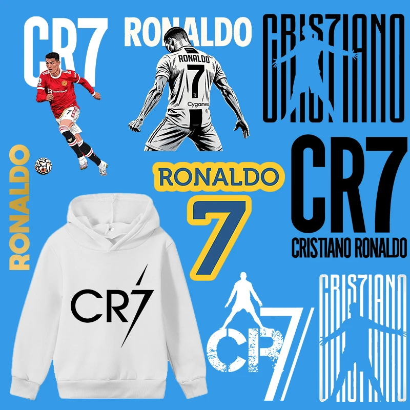 Football Star Heat Transfer Sticker Fashion Ronaldos CR7 Shirt DIY Decoration Applique Funny Iron on Patches Birthday Gift