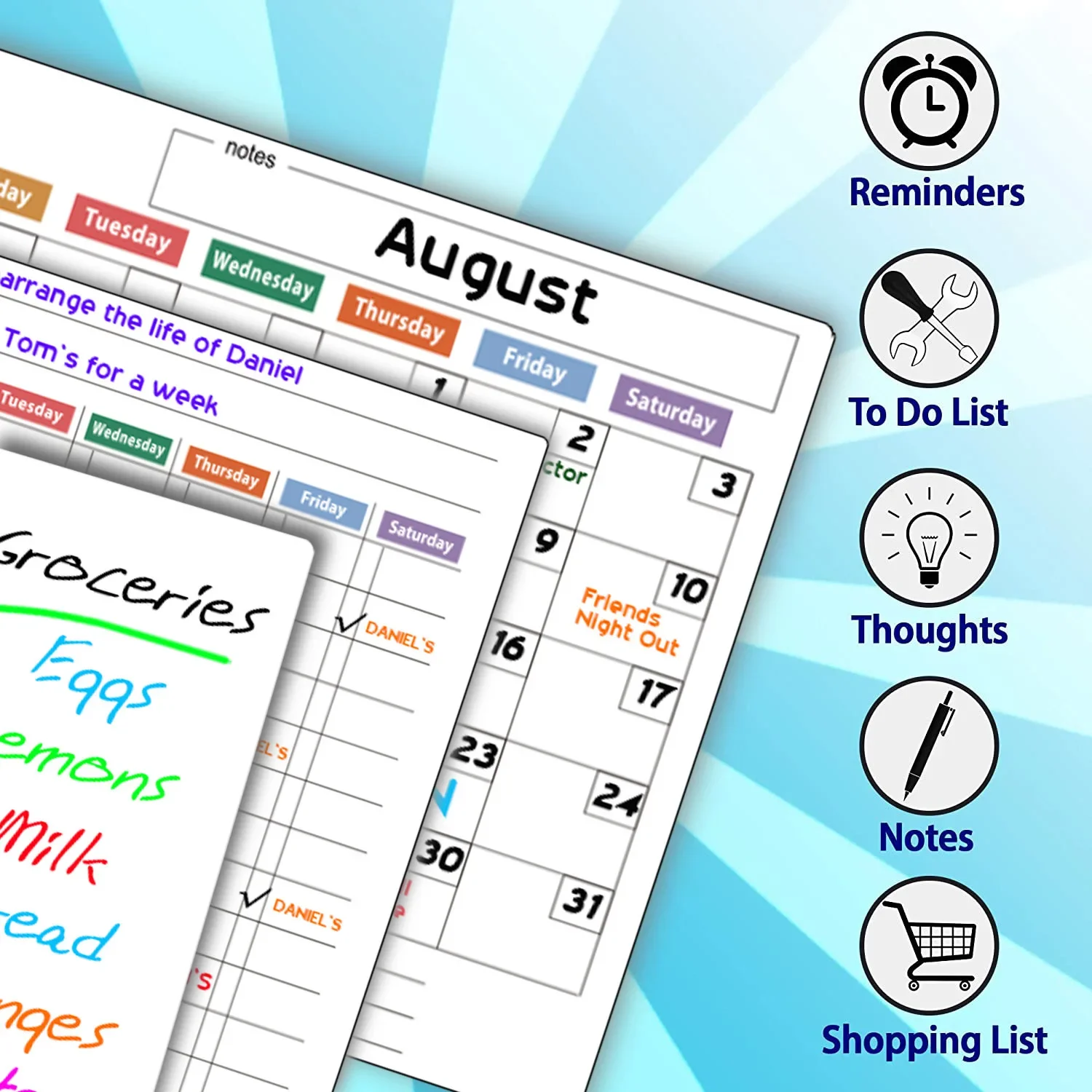 Magnetic Weekly and Monthly Schedule Household Whiteboard Refrigerator Sticker Daily Notes Magnetic Whiteboard Sticker