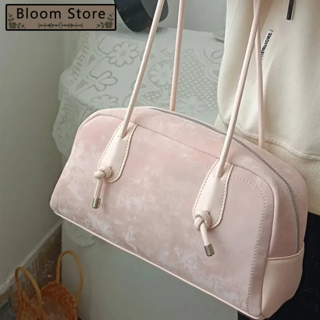 

Bloom Haruku Pink Bowling Bag Women New Summer Large Capacity Handbag Purse Female Fairycore Aesthetic Shoulder Bags Chic