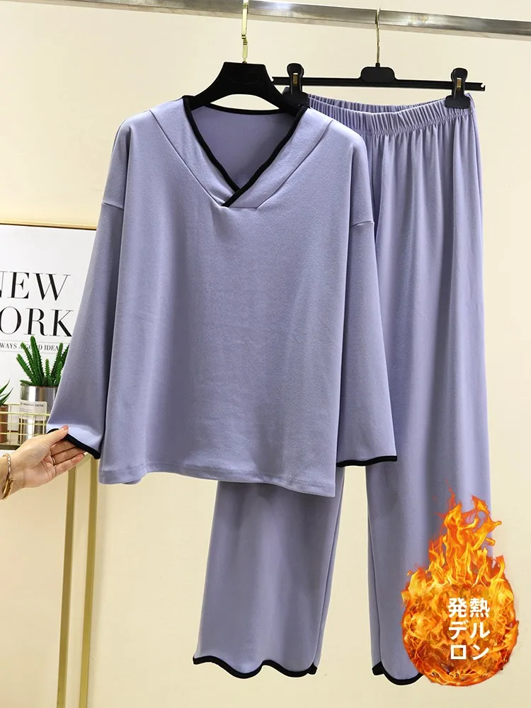 

Thiened Long Sve Spwear, женский комплект домашней одежды для отдыха, брюки большого размера, можно носить на улице, домашний костюм V-Ne