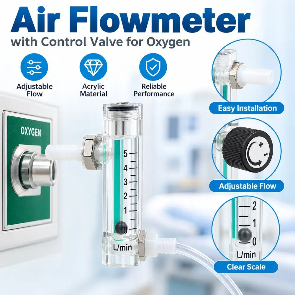 Acrylic Gas Flow Meter Float Indicator Transparent Tube Variable Area Flowmeter Compact Direct Reading Tube Flow Meter