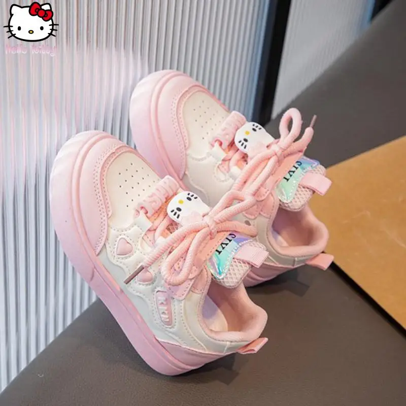 Kawaii الفتيات مرحبا كيتي أحذية رياضية أنيمي الكرتون الربيع والخريف جديد سانريو أحذية مجلس عادية لينة وحيد الاحذية البيضاء