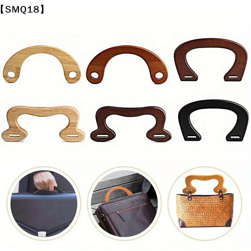 1Pcs Crochet Knit Bag Handles Natural Wood Arch Bag Handle Replacement DIY Handbags Purse Luggage Handcrafted Handle【SMQ】