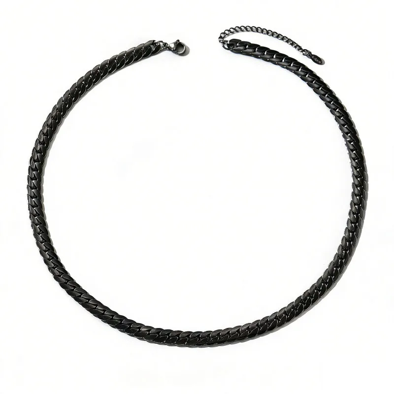 

Apexelle Trendy Jewelry Stainless Steel Necklace Black Cuban Chain Necklaces Adjustable Extension Chain Punk Jewelry