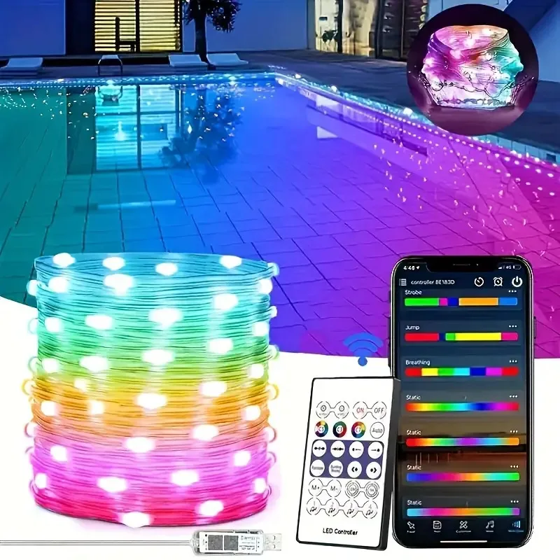 10 متر الذكية الجنية ضوء جارلاند USB LED RGB عيد الميلاد سلسلة أضواء مع APP التحكم عن بعد مقاوم للماء لحديقة السنة الجديدة ديكور #1