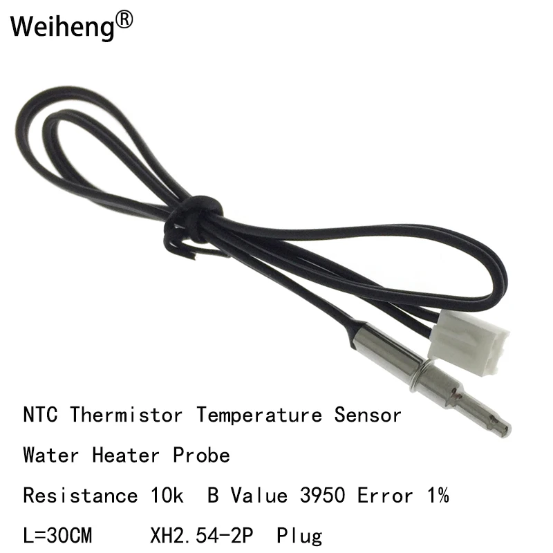 

10PCS NTC Temperature Sensor Thermistor 10K B Value 3950 Precision 1% Cylindrical Water Heater Probe Long=30CM XH2.54- 2P Plug