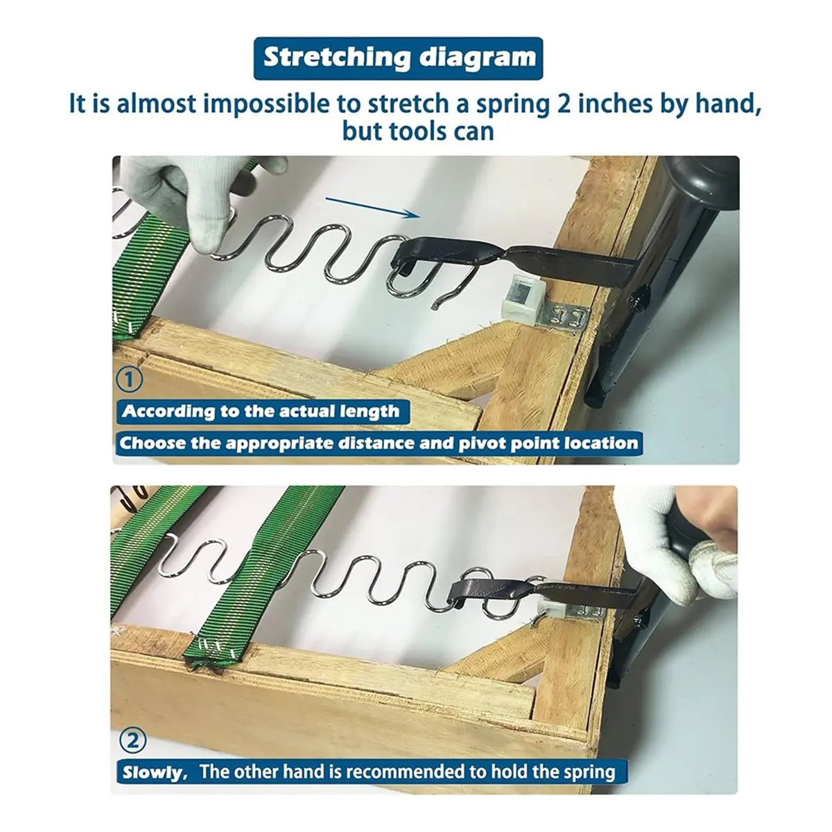Workshop Gear Sofa Spring Puller Tool Anti-Rust Non-Slip Grip Furniture Spring Stretcher Installing Tool for Furniture Repair