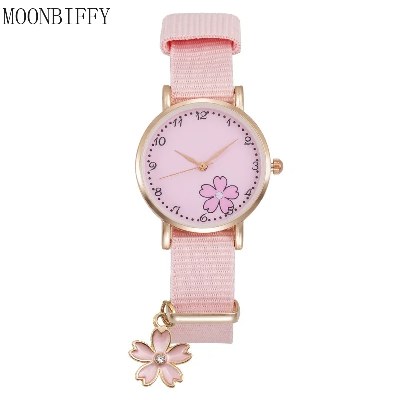 

Cute Pendant Girl Women Watch Cartoon Unicorn Cloud Cheery Pink Ladies Bracelet Watches Set Student Quartz Canvas Watch Reloj