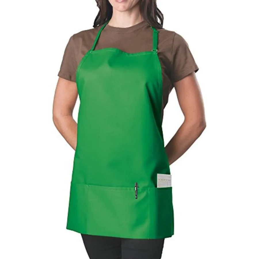 

Kelly Green 3 Pocket Adjustable Bib Apron for Men and Women - of