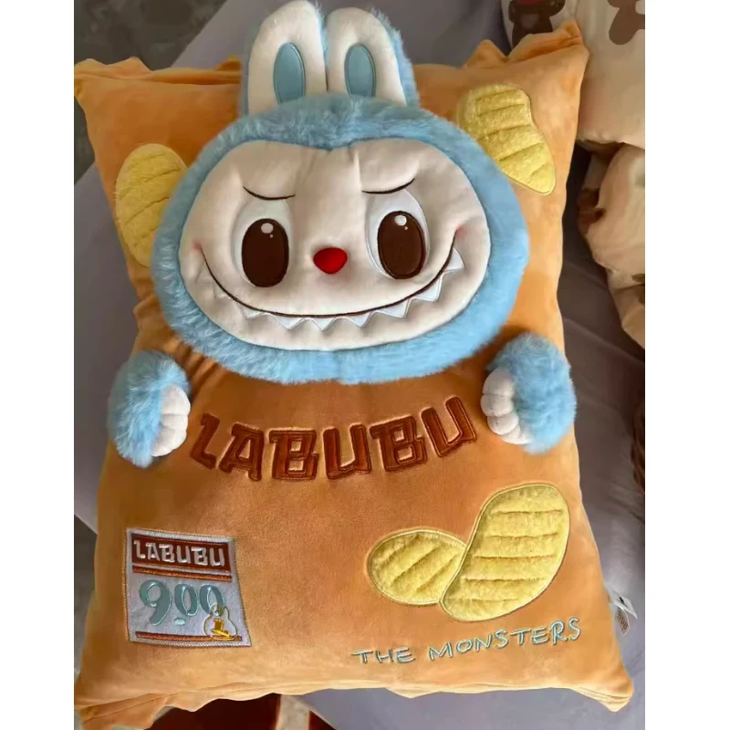 

Плюшевая подушка Pop Mart Labubu из серии The Monsters в форме чипсов, мягкая подушка-игрушка для декора дома, милая кавайная кукла, подарок на день рождения