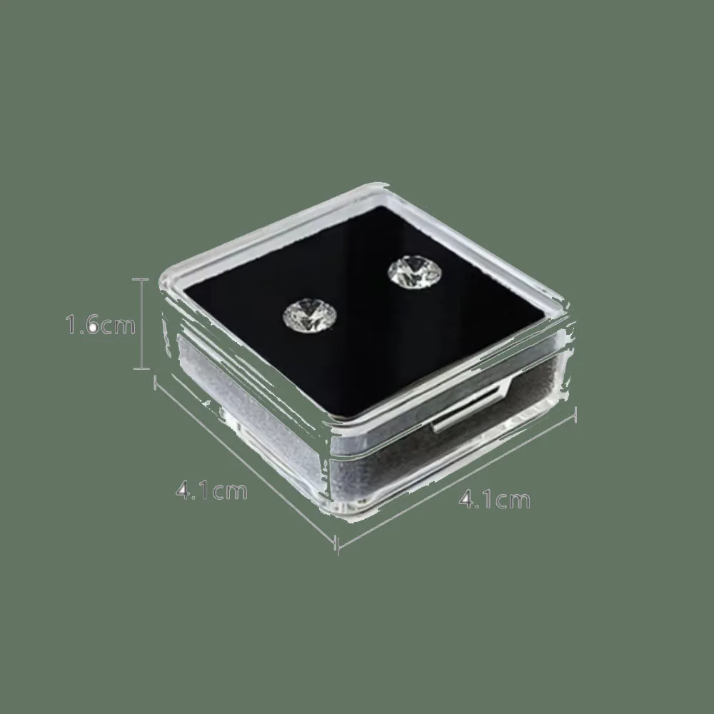 

10Pc Acrylic Transparent Diamond Jewelry Display Box With Foam Pad Bare Stone Gem Storage Container Case Jewelry Packaging Box