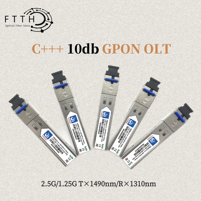 C+++ 10dB GPON OLT SFP Module Tx1490nm/Rx1310nm GPON OLT C+++ Optical Fiber SFP Modules GPON 10dB Transceiver SC Connector