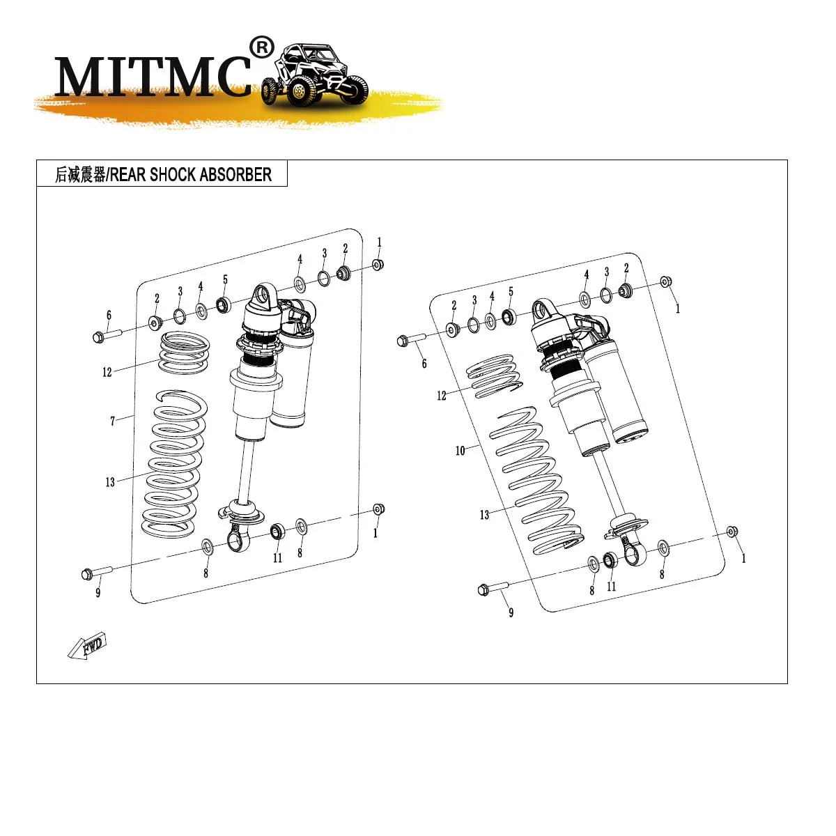 

2 шт. оригинальный задний левый и задний правый амортизатор для CF 1000 SSV 2023-2024 ZFORCE 1000 5BYV-060500-A101 5BYV-060600-A101