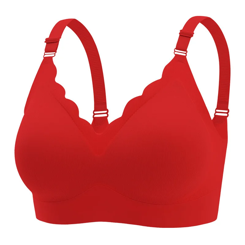Fixed Cup Solid Color Woman Bra Fixed Double Shoulder Straps Lady Brassiere Push-up Small Breasts One-piece Vest-style Girl Bra