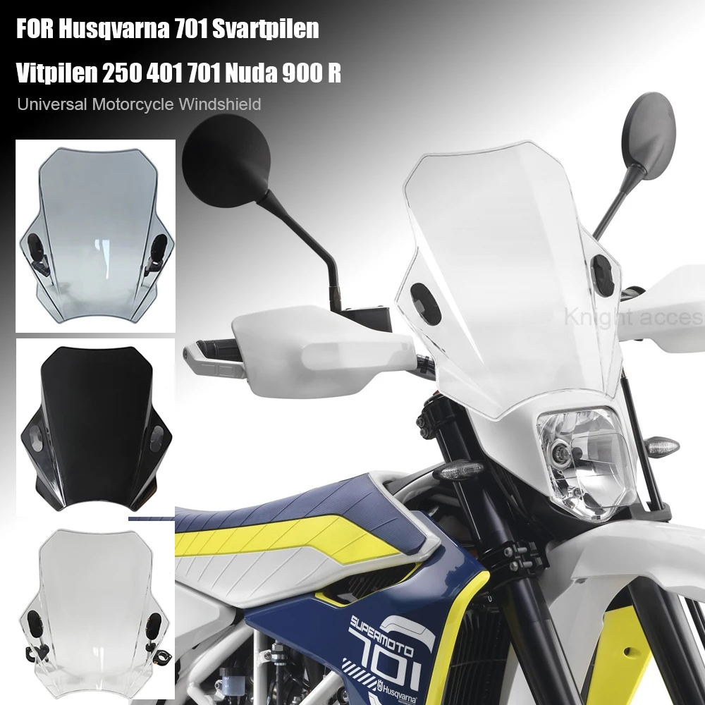 

FOR Husqvarna 701 Svartpilen Vitpilen 250 401 701 Nuda 900 R Universal Motorcycle Windshield Glass Cover Screen Deflector