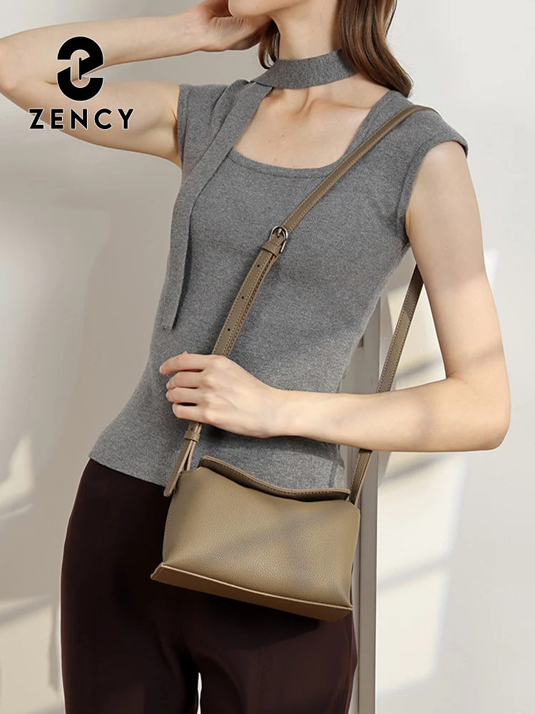 Zency Women's New Crossbody Bag 100% Cowhide Leather Fashion Shoulder Handbag Flap Purse for Phone Summer Bag