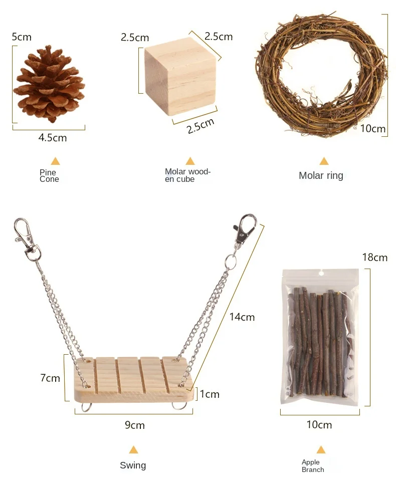 Natürliches Kauspielzeug für kleine Haustiere für Kaninchen, Meerschweinchen, Hamster, Grasbälle, hängendes Holzspielzeug, Linderung von Zähneknirschen und Langeweile – Detail 7