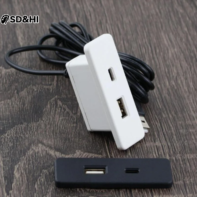 1Pcs Recessed Desk Socket Hidden Power Strip With USB-A And Type-C 1.8 Meters Extension Cord For Home Office