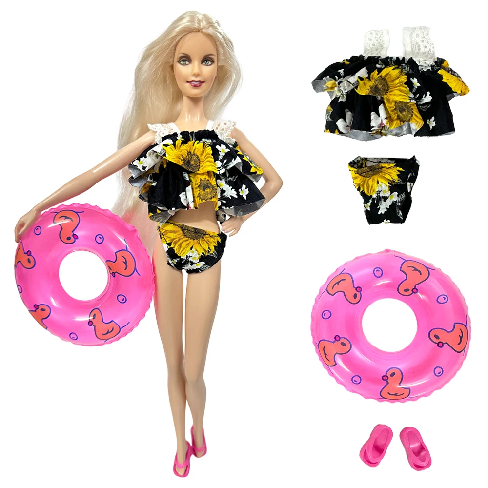 

NK 1 Pcs 11.5 Inch Doll Clothes For BJD Doll Dress 1/6 Doll Accessories Beach Swimwear Swimsuit+Slippers+Lifebuoy Doll Toys