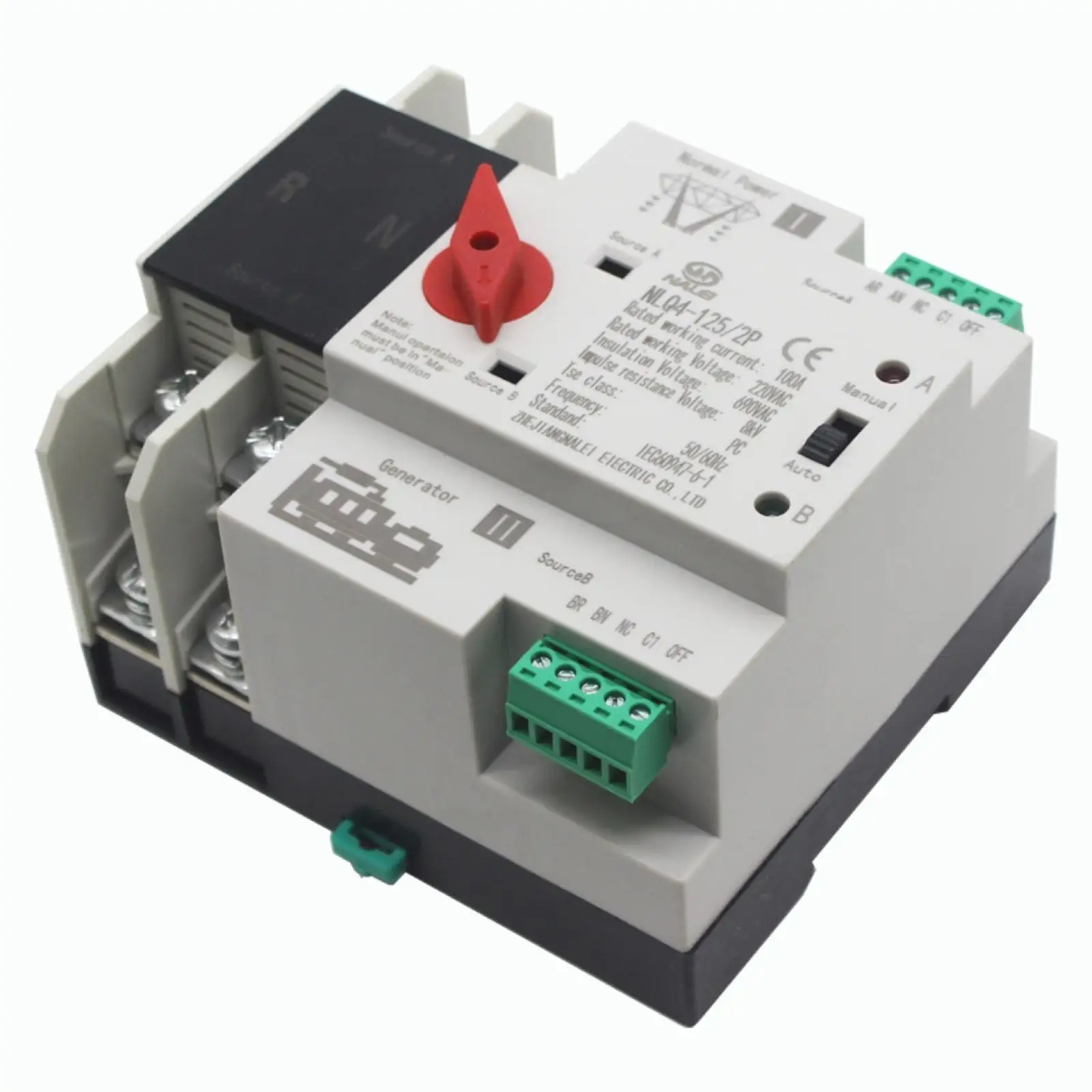 Electrical Automatic Transfer Switch Dual Power 100A 220V High Capacity Changeover for Generator Commercial Use