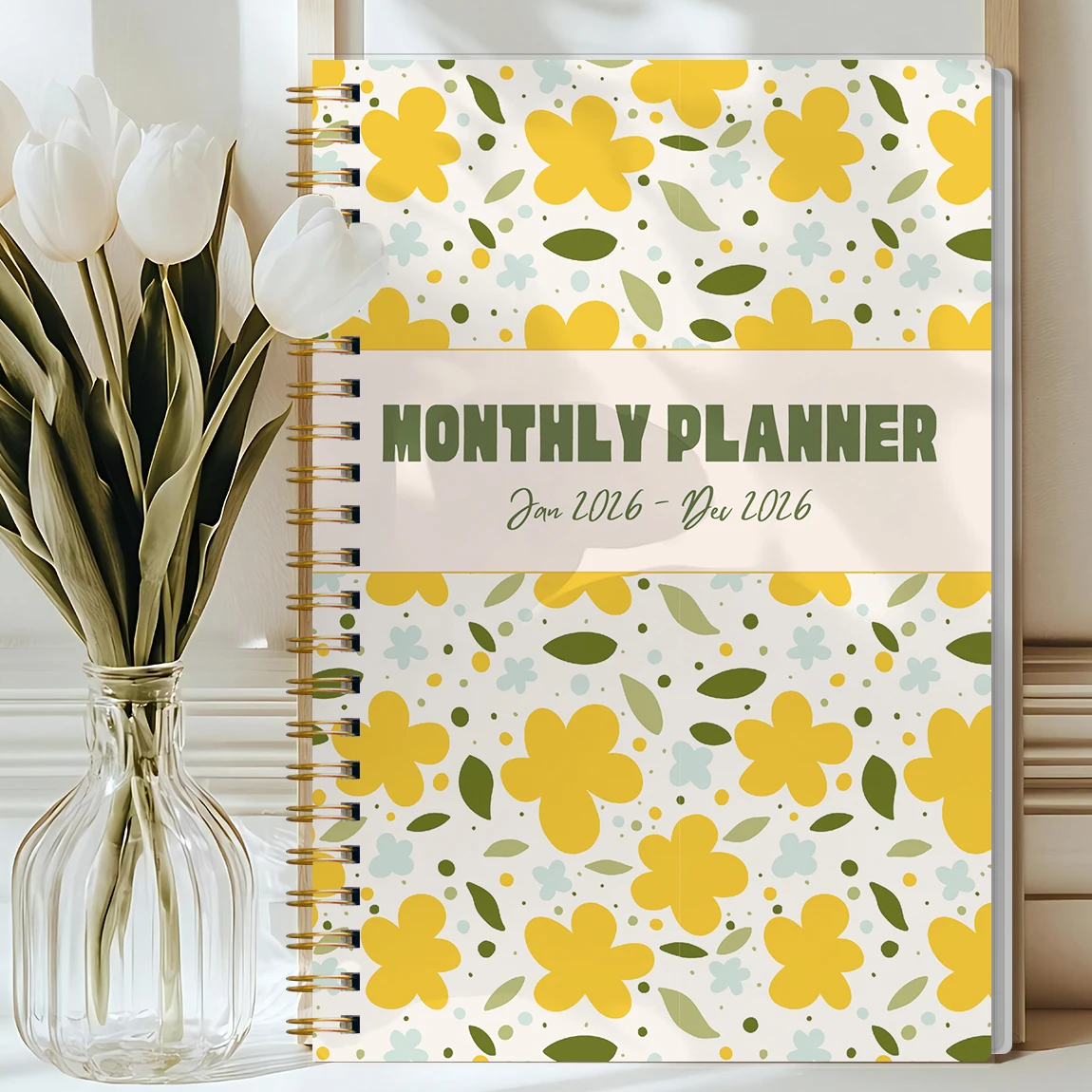 

A5 2026 Monthly Planner Notebook Jan–Dec, Spiral Bound Floral Calendar Planner with To-Do List & Budget Stickers