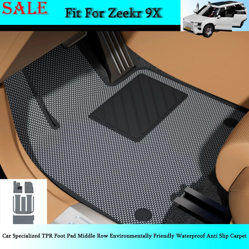 Fit for Zeekr 9X Car Specialized TPR Foot Pad Middle Row Environmentally Friendly Waterproof Anti Slip Carpet Car Interior Parts