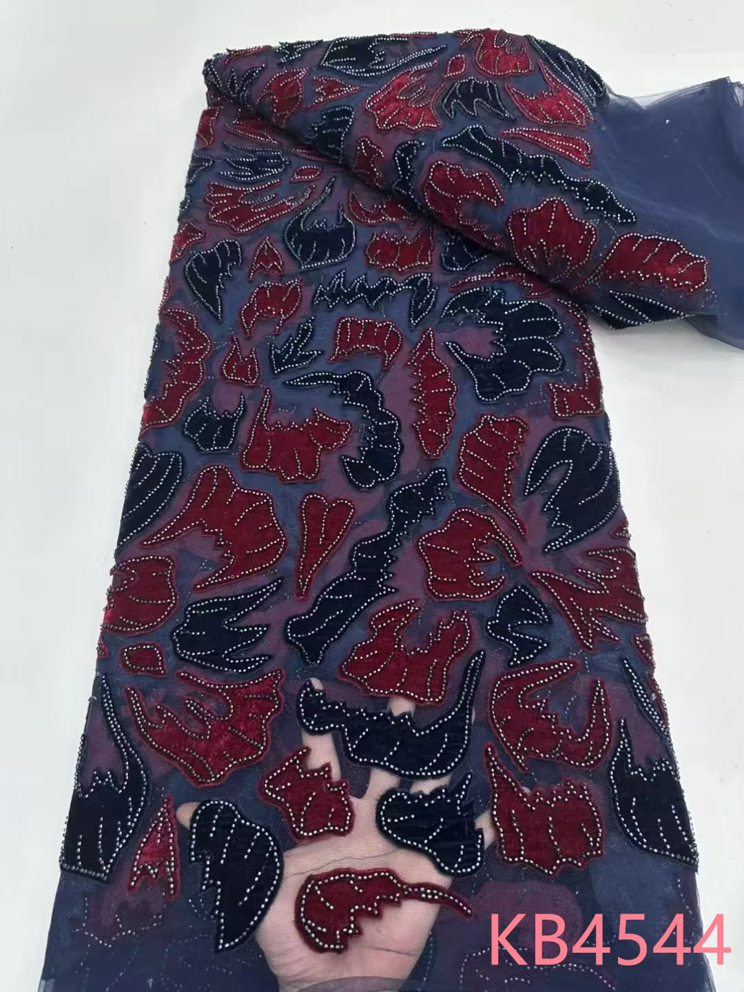 2025 Beads Embroidered Lace Sequins Lace Fabric Nigerian Wedding Party Dresses African 3d Flower Tulle Lace for Sewing KB4544