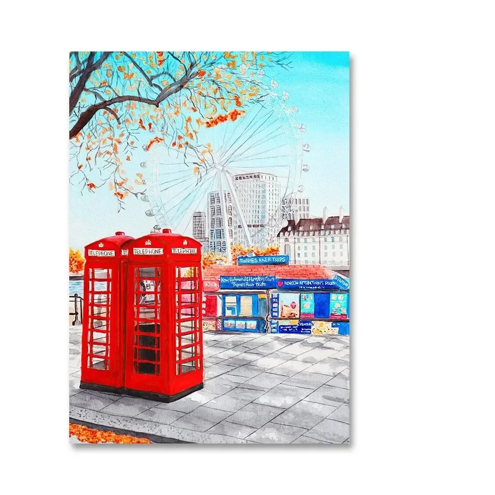 الملونة لندن Karachi Cityscape السفر هدية جدار الفن الملصقات الحد الأدنى طباعة قماش اللوحة لغرفة المعيشة ديكور المنزل